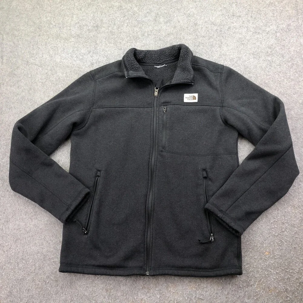 The North Face Jacket Mens Medium Gray Fleece Full Zip Sherpa Outdoor Hiking